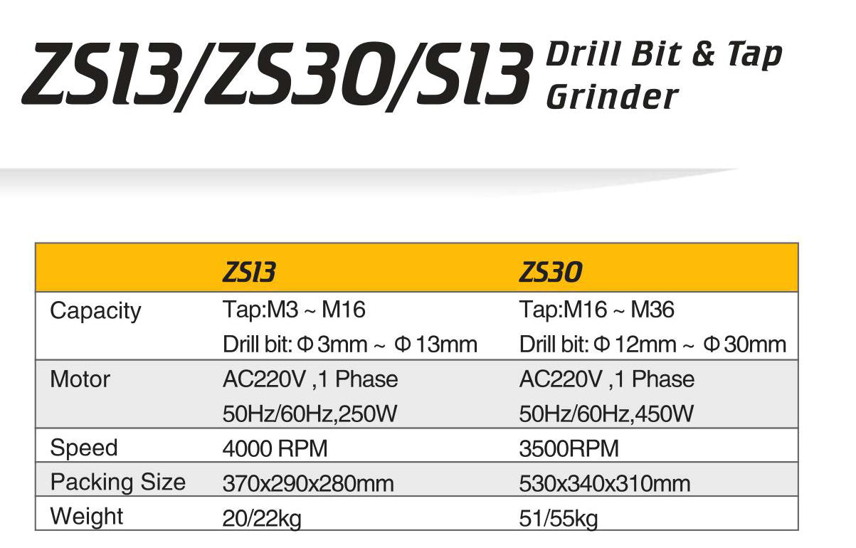 DRILL BIT &END MILL GRINDER ZS13/ZS30.S13