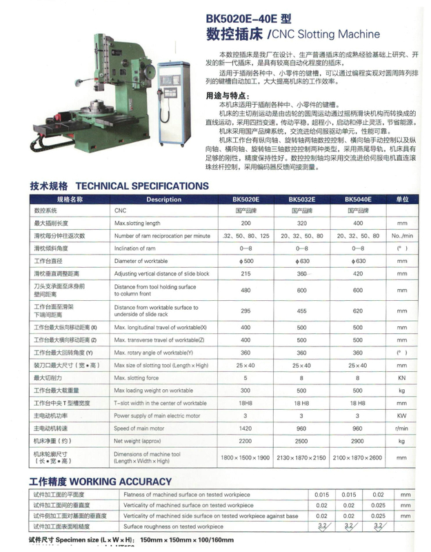 BK5020E-40E CNC SLOTTING MACHINE 
