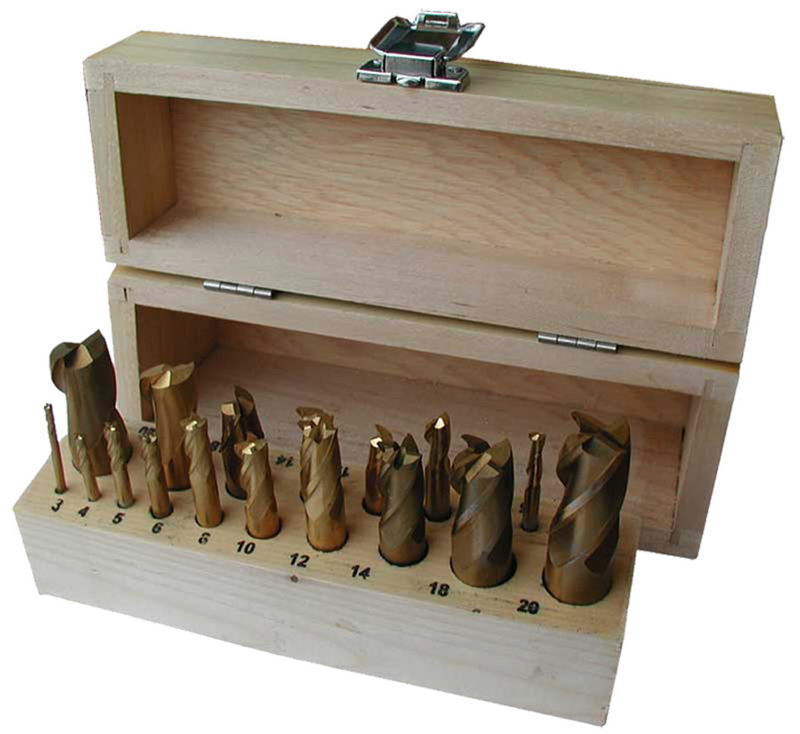 SET END MILLERS WITH WOODEN CASE
