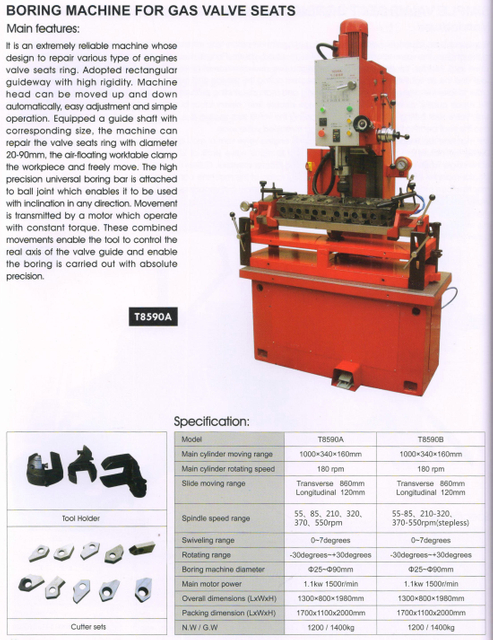 BORING MACHINE FOR GAS VALVE SEATS T8590A-T8590B
