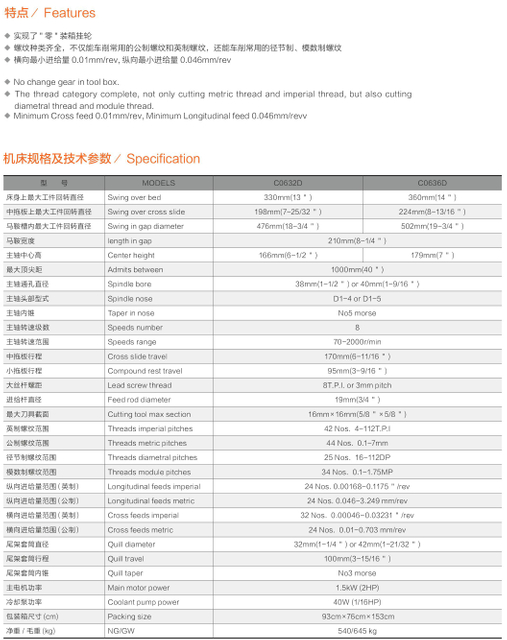 ENGINE LATHE C0632D/C0636D