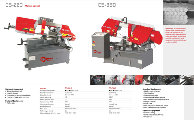 CS SERIES PIVOT SEMI AUTOMATIC BAN SAW CS220-CS380