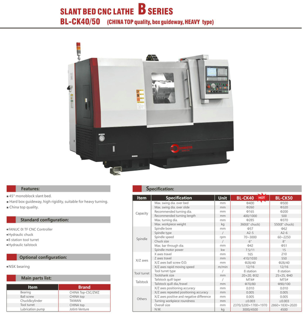 .BL-CK40 50 BL-CBK63 Slant Bed CNC Lathe
