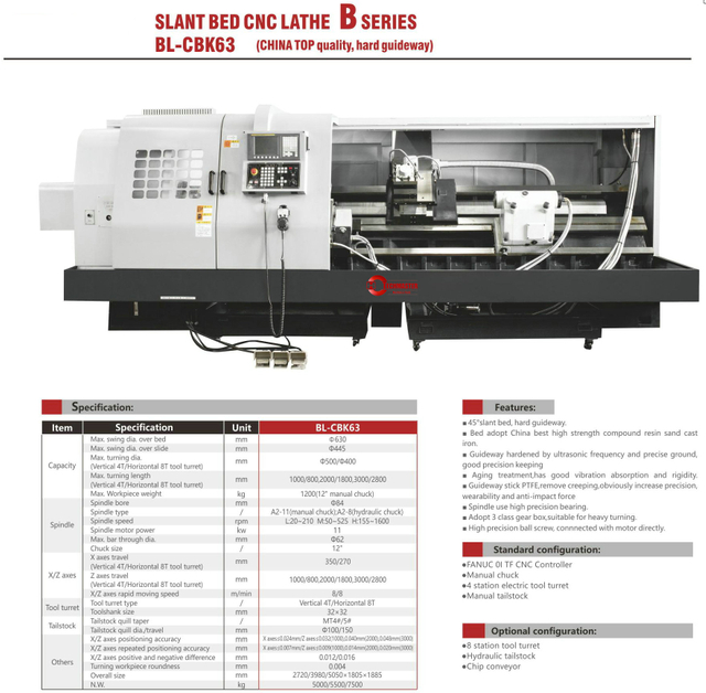 .BL-CK40 50 BL-CBK63 Slant Bed CNC Lathe