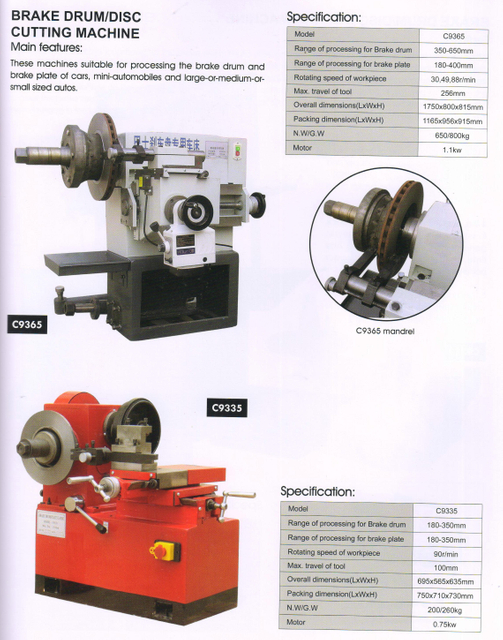 BRAKE DRUM/DISC CUTTING MACHINE C9365-C9335