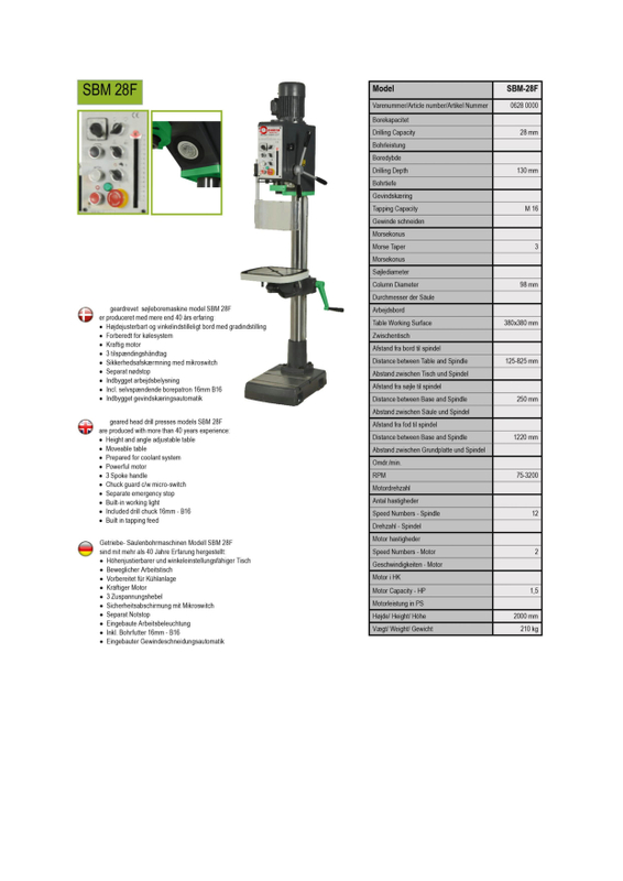 GEARED HEAD DRILLING MACHINE SBM-28F
