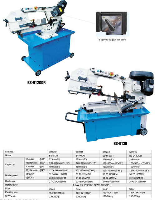 METAL CUTTING BAND SAW BS-912B /BS-912VR