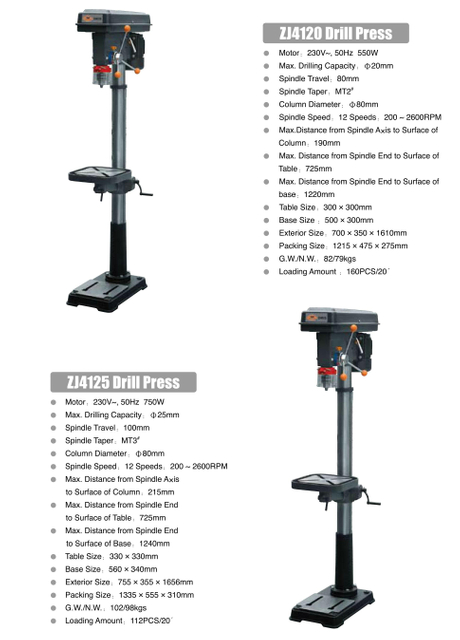 ZJ SERIES DRILL PRESS ZJ4120-ZJ4125