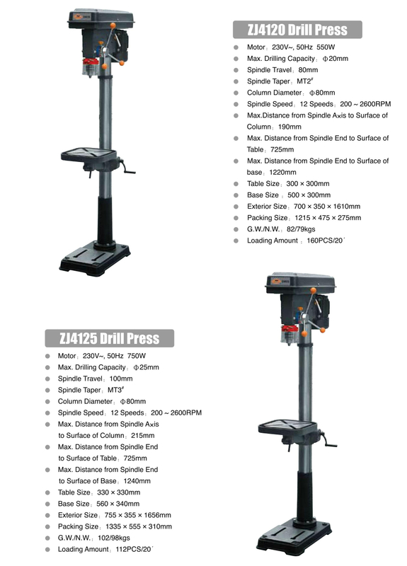 ZJ SERIES DRILL PRESS ZJ4120-ZJ4125