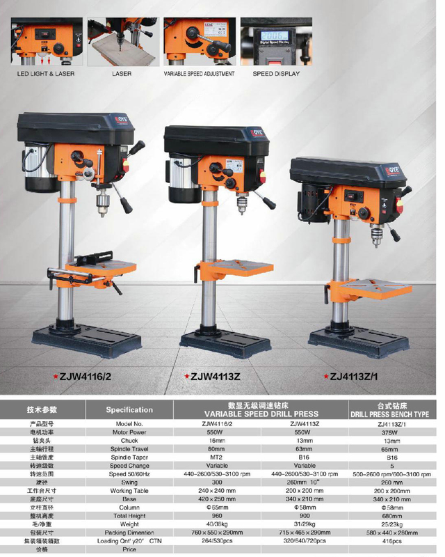 VARIABLE SPEED DRILL PRESS ZJW4116/2 -ZJW4113Z-ZJ4113Z/1