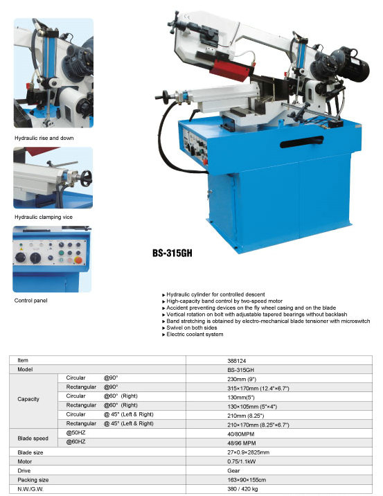 METAL CUTTING BAND SAW BS315G-BS-315GH