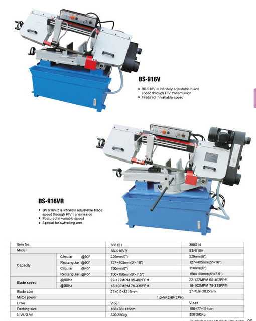 METAL CUTTING BAND SAW BS-912B /BS-912VR