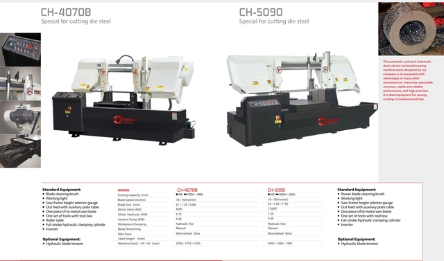 CH SERIES DOUBLE COLUMN SEMI AUTOMATIC BAND SAWS CH4070B-CH5090