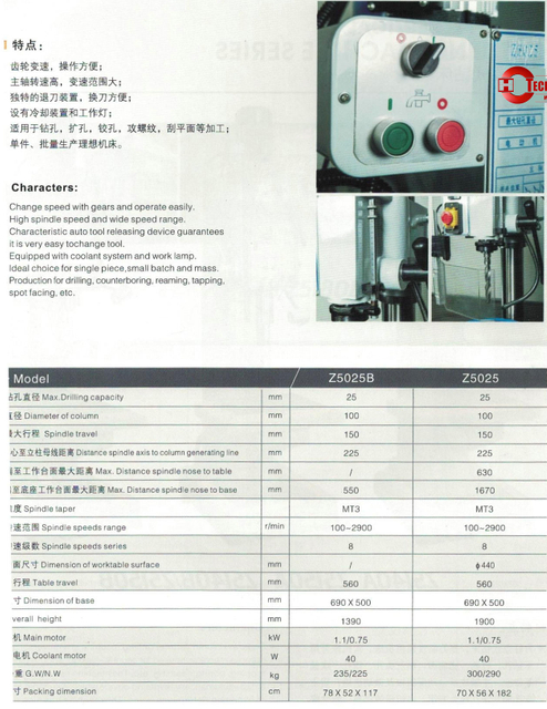 PILLAR TYPE VERTICAL DRILLING MACHINE Z5025