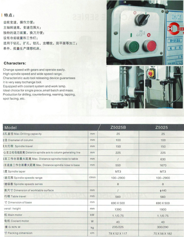 PILLAR TYPE VERTICAL DRILLING MACHINE Z5025