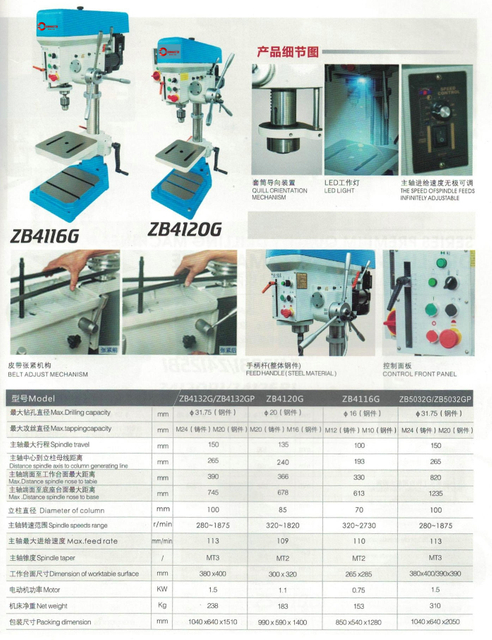 BENCH STRONG AUTO-FEED DRILLING MACHINE ZB4132G