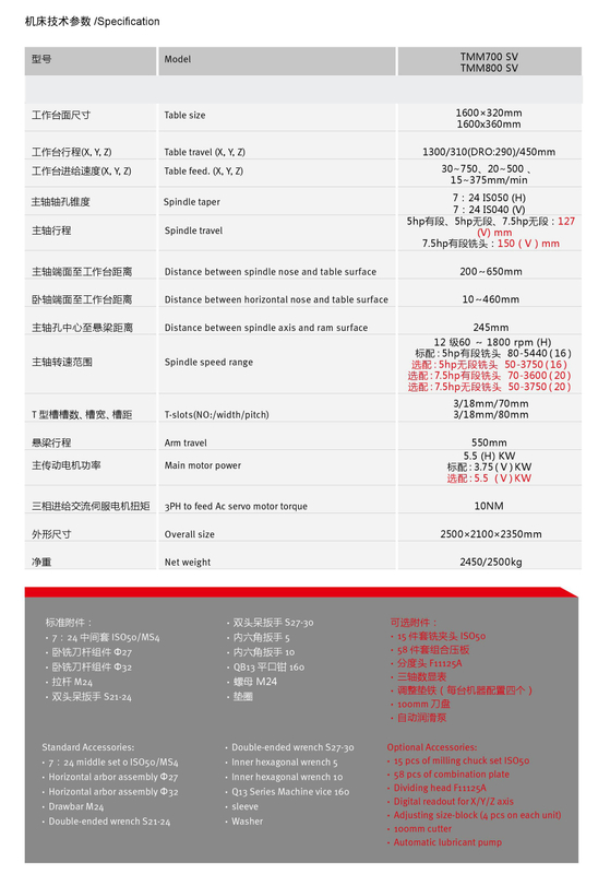 HEAVY MILLING MACHINE TMM700SV-TMM800SV