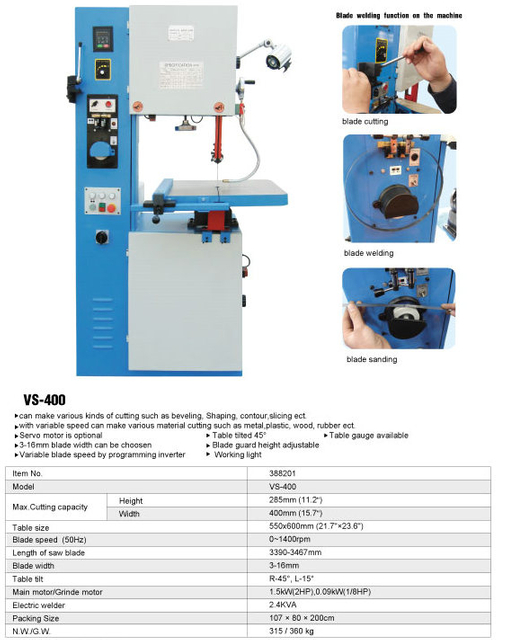 VERTICAL METAL CUTTING BAND SAW VS-400
