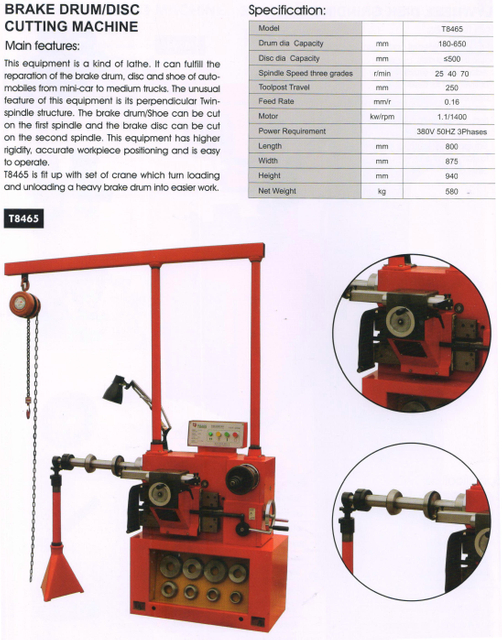 BRAKE DRUM/DISC CUTTING MACHINE T8465