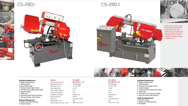 CS SERIES PIVOT SEMI AUTOMATIC BAN SAW CS280I-CS-280II