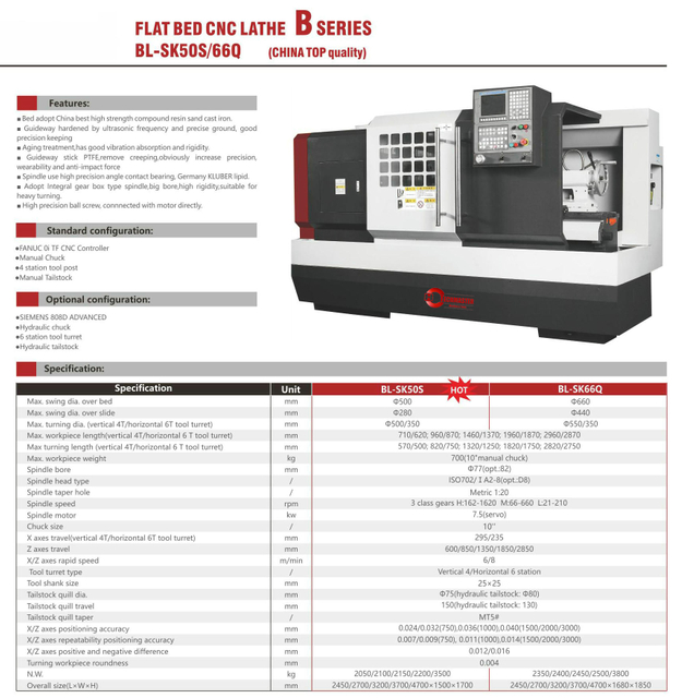 BL-SK50S 66Q BL-HK63B 80B Flat Bed CNC Lathe