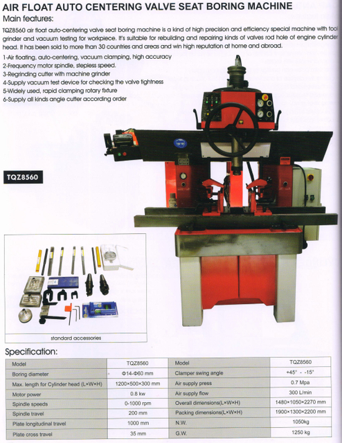 AIR FLOAT AUTO CENTERING VALVE SEAT BORING MACHINE TQZ8560