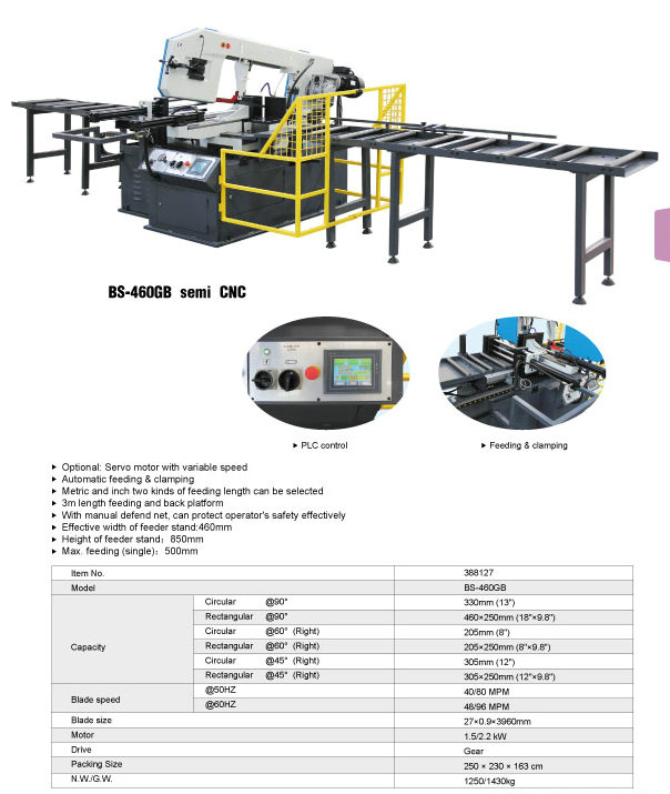 METAL CUTTING BAND SAW BS460GB SEMI CNC