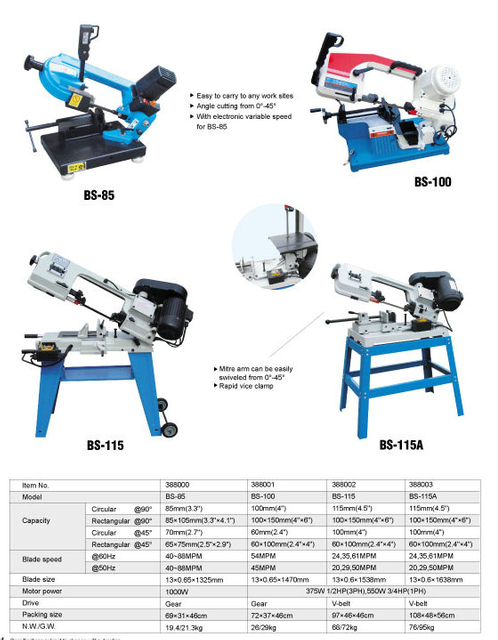 METAL CUTTING BAND SAW BS85-BS115A