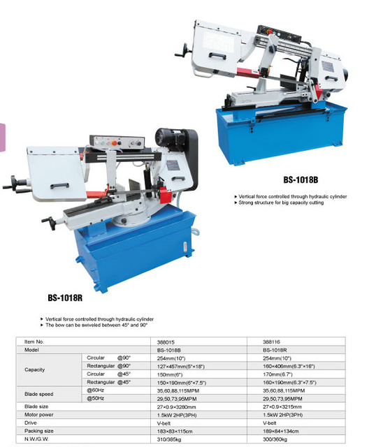 METAL CUTTING BAND SAW BS-1018R/BS-1018B
