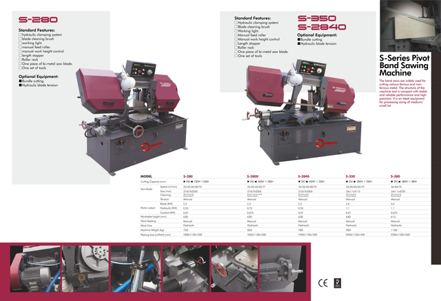 METAL BAND SAW MACHINE S-280/S-280II/S-2840/S-350/S-380