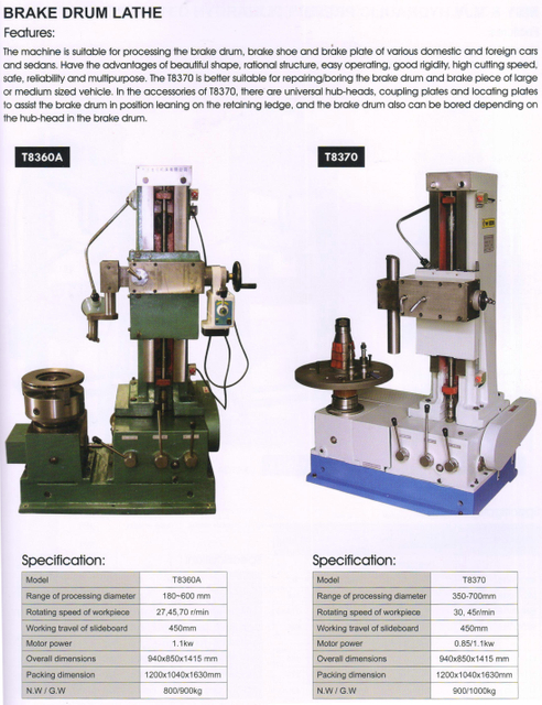 BRAKE DRUM LATHE T8360A-T8370