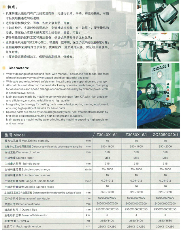 RADIAL DRILLING MACHINE ZQ3050X20/1