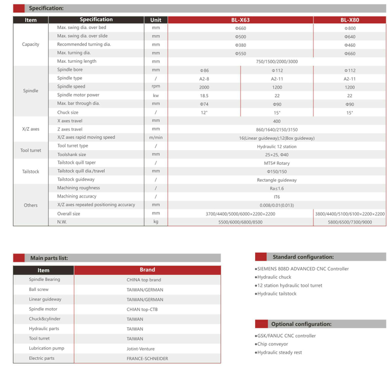 BL-X63 80 Slant Bed CNC Lathe 