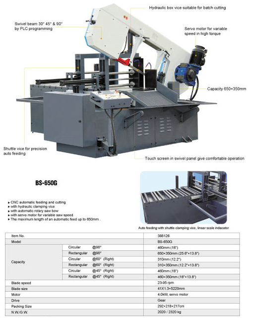 METAL CUTTING BAND SAW BS-650G