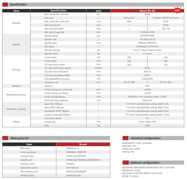 Smart BL-Z3 Slant Bed CNC Lathe