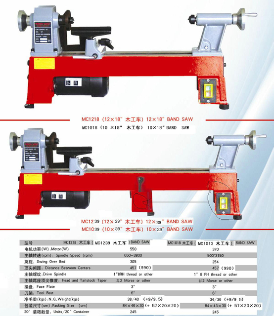 MINI WOOD LATHE 10X18 CAST IRON 370W
