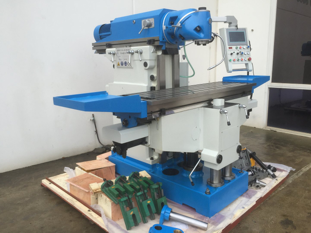 FU-460s-16. Universal Mill 1635mm x 460mm Table, ISO 50 Vertical Spindle, 3 Axis DRO