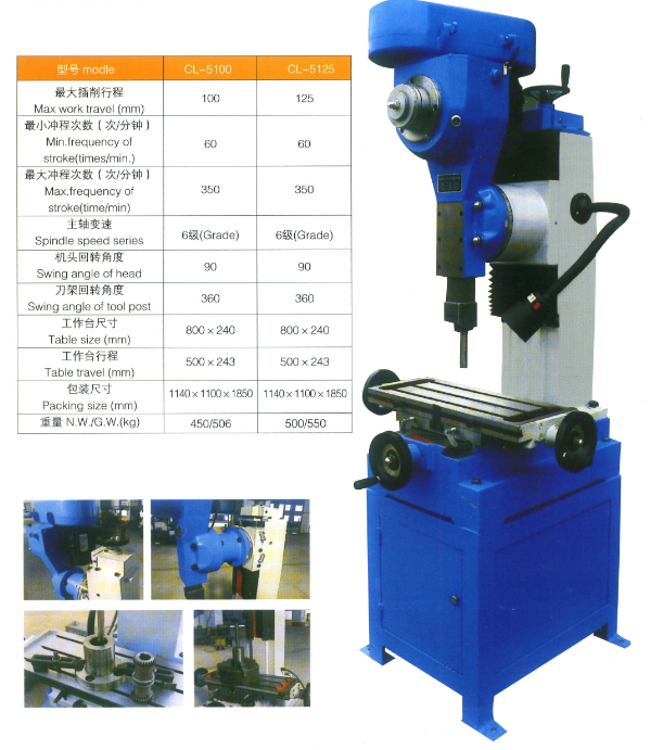  SMALL VERTICAL SLOTTING MACHINE XC-100/ XC-125