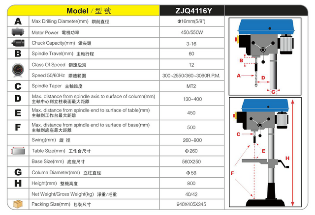 DRILL PRESS ZJQ4116Y