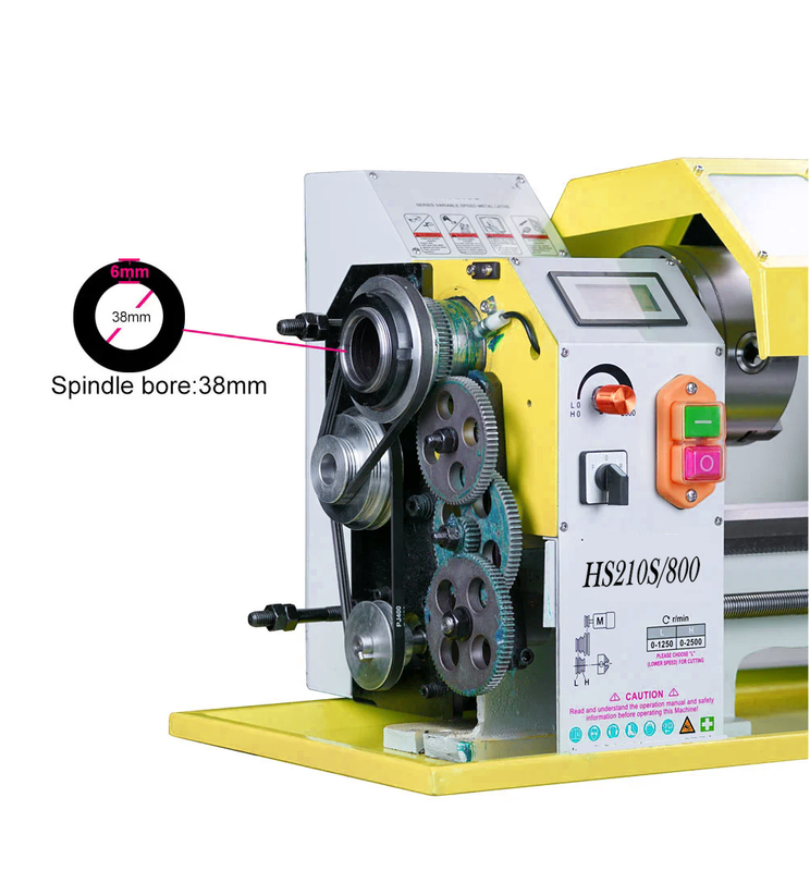 HS210SX800 900W Rated Output Power Brushless Motor 6mm Thickness Spindle Mini Metal Lathe Machine