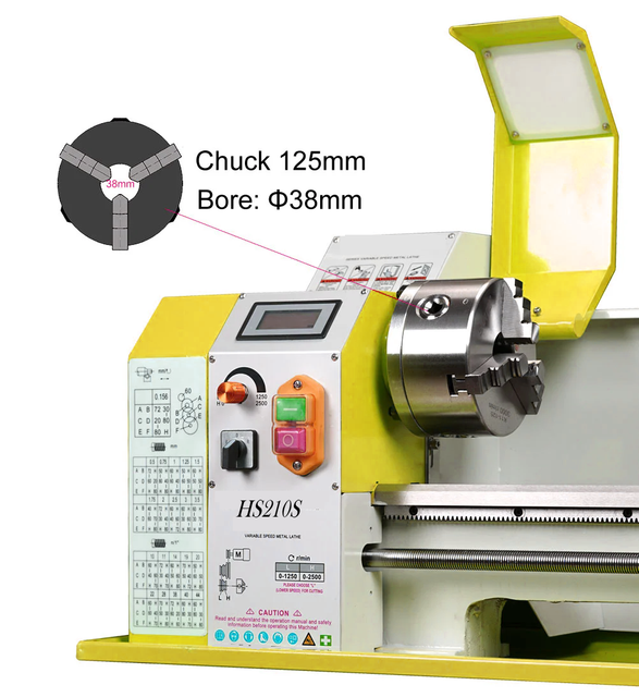HS210X600S 900W Rated Output Power Brushless Motor 6mm Thickness Spindle Mini Metal Lathe Machine
