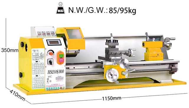 HS210SX800 900W Rated Output Power Brushless Motor 6mm Thickness Spindle Mini Metal Lathe Machine