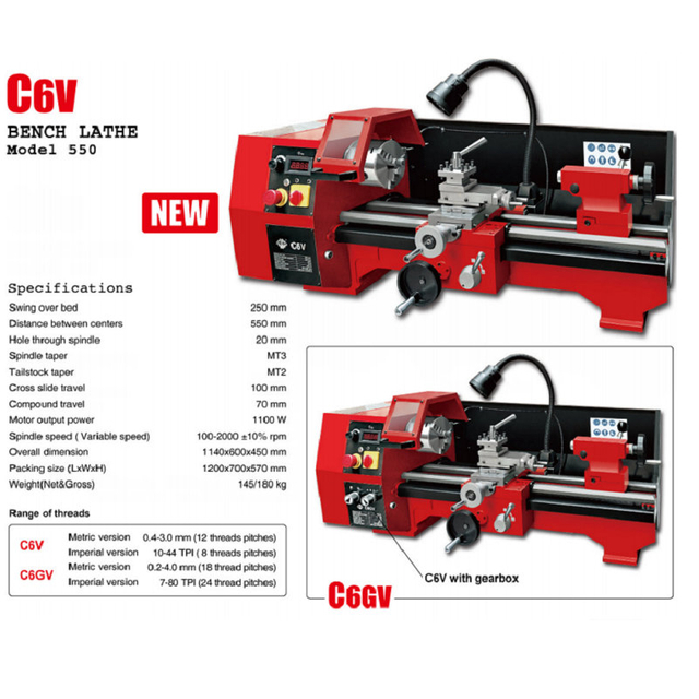 C6GV VARIABLE TOPBENCH LATHE 