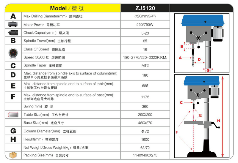 DRILL PRESS ZJ5120