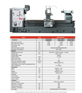 CW6180B;CW61100B,CW61120B( B SERIES 105MM SPINDLE ) ; CW6180C;CW61100C,CW61120C( C SERIES 130MM SPINDLE ) ;