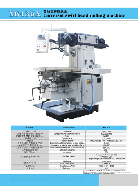 DRILLING AND MILLING MACINE X6436A