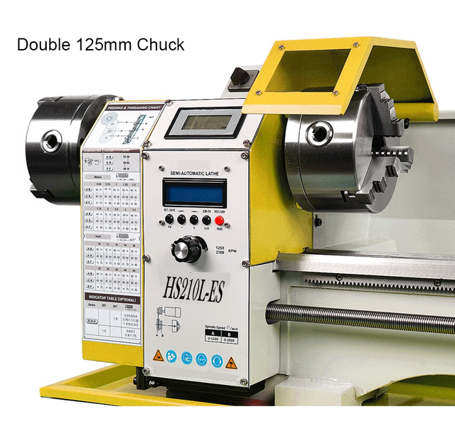 HS210L-ES 1000MM Auto Left&Right Threading Making Mini CNC Metal Lathe Machine with Two Chuck Head