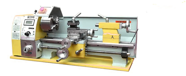  KC210G 8X16 Lathe with reverse threading gearbox,High Quality 750W Brushless Motor with Postive & Reverse Auto Feed Function Mini Metal Lathe Machine