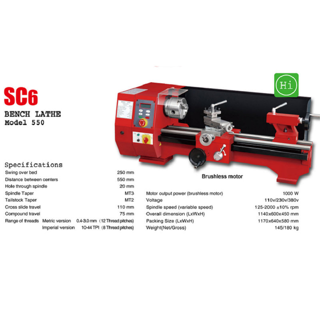 SC6 BRUSHLESS MOTOR TOPBENCH LATHE 