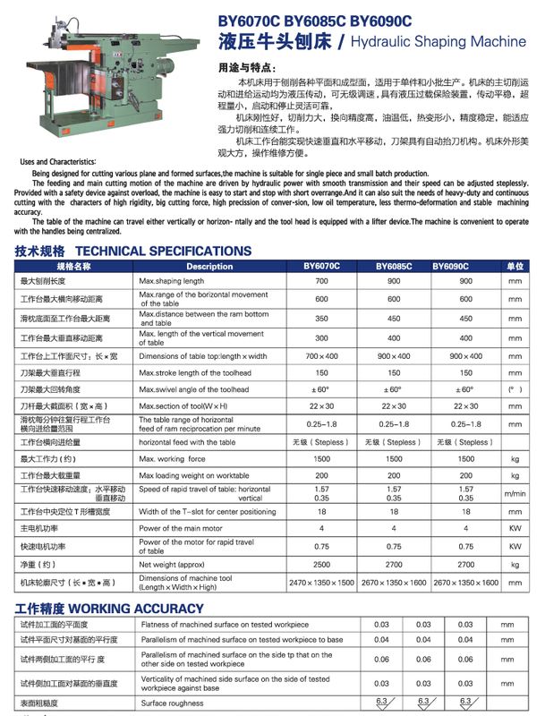 HYDRAULIC SHAPPING BY6070C-BY6085C-BY6090C